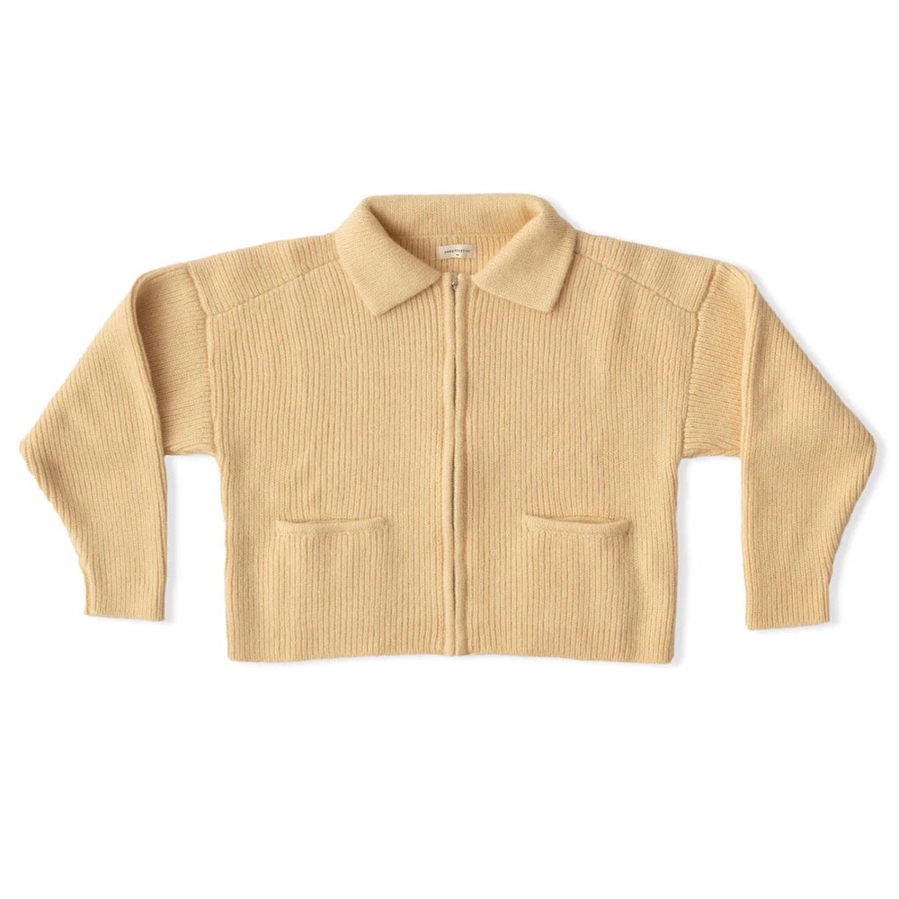 James Street Co Reid Zip Up Sweater in Butter Yellow